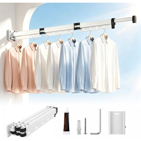 Barre Douche Pliante d'Angle - Support Murale 3 Sections Réglable 100-125cm - Anti-Moisissures Imperméable - Salle Bain, Camping-Car (1/5)