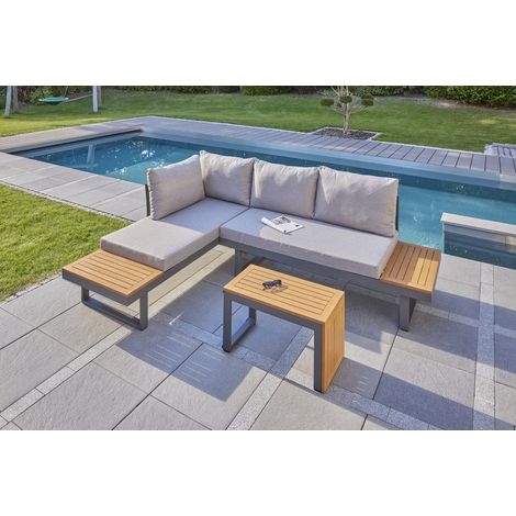Primaster Gartenmöbel-Set Sungardo Teakholz Garten Eckbank Lounge Set Sitzgruppe (1/3)