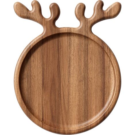 Plate De Service En Bois - Forme De Bois De Renne - Pour Apéritif Dessert Fruits - 26 cm x 20 cm - 1 Pièce (1/5)
