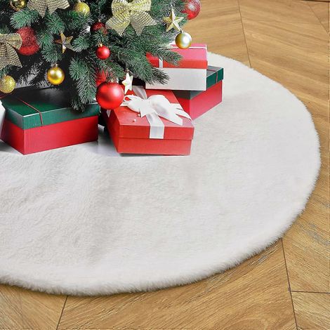 Weißer Weihnachtsbaumrock aus Kunstpelz für festliche Weihnachtsdekorationen (1/5)