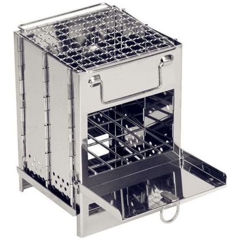 Barbecue Pliable en Acier Inoxydable Camping Pique-Nique BBQ-15 x 15x 21CM (1/4)