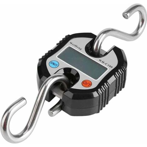 Pèse Electronique Pèse Bagage Électronique Peson Numérique Portatif avec écran LCD Crochet 150kg/300lb(Noir)