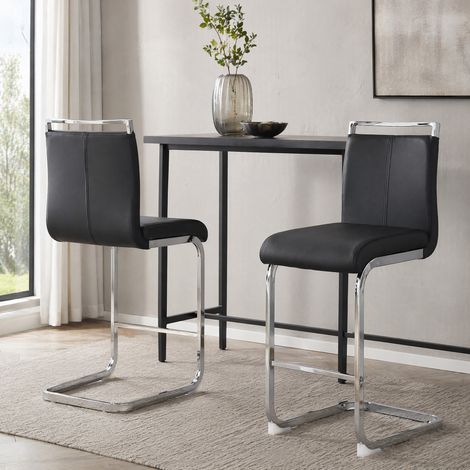 Tabourets de bar 38,9x46,5x96,5 cm en métal et PU noir, scandinave pour cuisine FloraGrace (1/5)