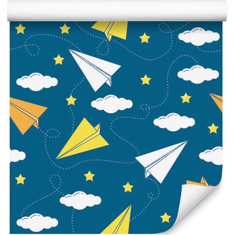 Tapete mit bunten Papierfliegern für Wohn- und Schlafzimmer, 50 x 1000 cm (1/5)