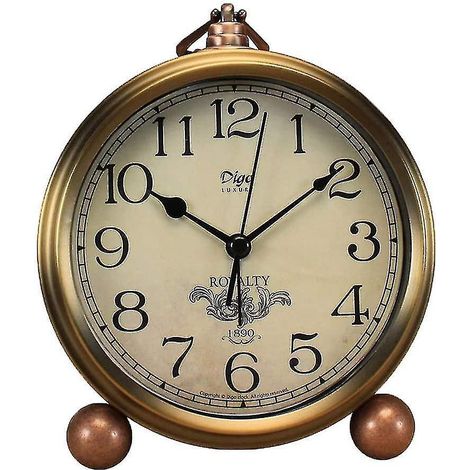 Wekity Retro-Tischwecker ohne Ticken, batteriebetrieben, mit geräuschlosem Quarzwerk, aus HD-Glas. (1/3)