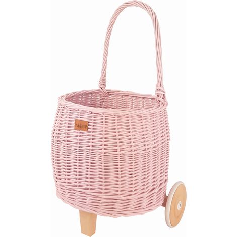 Cestino portagiochi rosa Pully su ruote