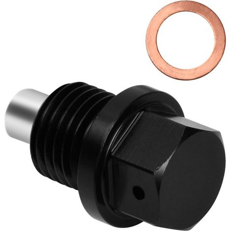 Bouchon de vidange magnétique M14 x 1,5 pour carter d'huile, en alliage d'aluminium avec rondelle en cuivre, compatible avec la plupart des voitures (1/4)