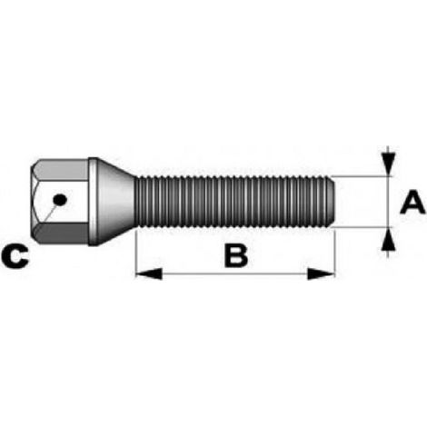 1 Vis de roue 12x150 L2 45mm tete 17mm