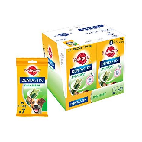 Pedigree Dentastix Fresh 70 Snack per la Igiene Orale (Cane Piccolo 5-10 kg) 110 g 7 Bastoncini - 10 Pacchetti (70 Bastoncini in totale)