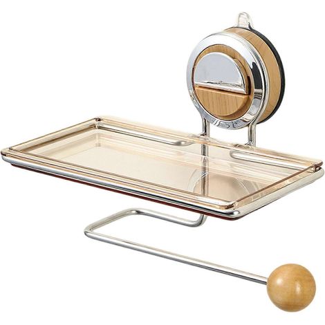Étagère de rangement murale imperméable et peu encombrante pour salle de bain, multifonctionnelle, idéale pour le papier toilette et les serviettes, couleur bois naturel. (1/5)