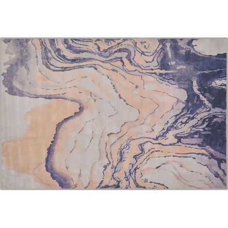 Alfombra de poliéster beige azul 160 x 230 cm patrón abstracto parte inferior de goma moderno Gebze