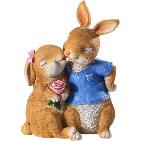 Décorations De Pâques Adorables Figurines De Couples en Résine pour Jardin Maison Cour (1/5)