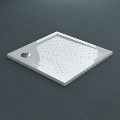 Sogood® Receveur de Douche Carré Bac à Douche Extraplat 4 cm Acrylique Blanc 100x100x4 cm avec Bonde AL01 Lucia01 (1/4)