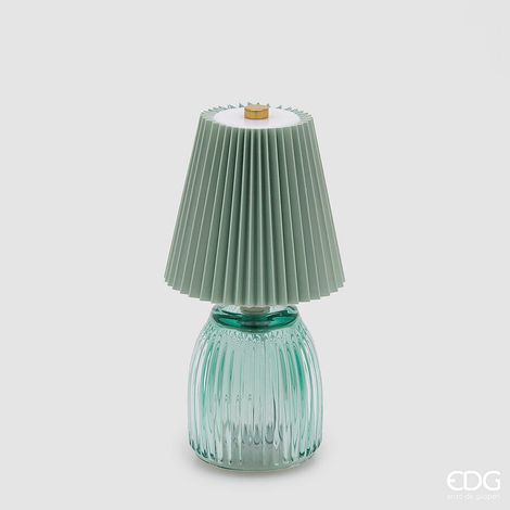 EDG Enzo De Gasperi Lampada da Tavolo Plisse con Led H 22 Cm D 11,5 Cm IP 20 Acqua Scatola Regalo