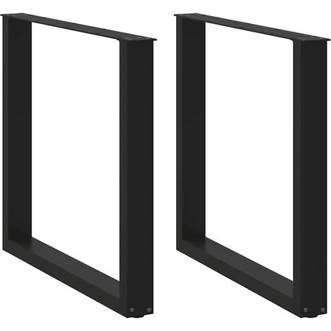 Set di 2 gambe regolabili per tavolo da pranzo a forma di U 90 x 72-73 cm stile moderno acciaio nero 020057432