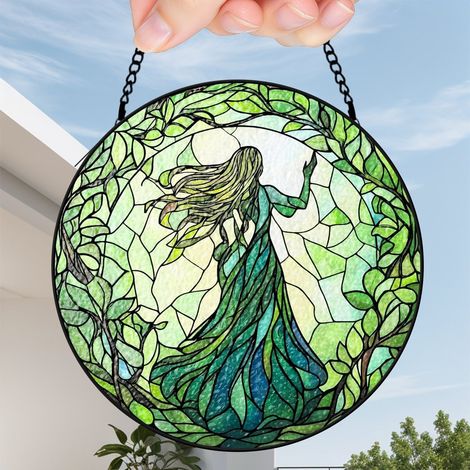 20 cm Attrape-soleil floral en verre coloré, panneau suspendu pour fenêtre, cadeau anniversaire original (1/5)