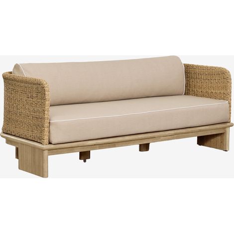 SKLUM Famara 3-Sitzer-Sofa aus Rattan und Akazienholz Helles Akazienbraun