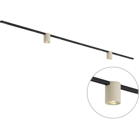QAZQA Modern railsysteem zwart met 2 beige spots 1-fase - Iconic