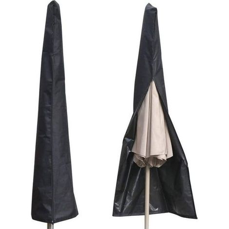 Housse de parasol imperméable avec fermeture éclair, résistante aux UV, compatible avec les parasols de 1,80 à 3,35 m, pour terrasse et jardin - (1/5)
