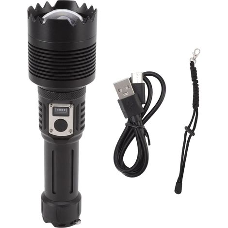 Lampe torche LED rechargeable 5000 lumens, 5 modes, affichage intelligent, puissante pour randonnée, chasse, aventure. (1/5)