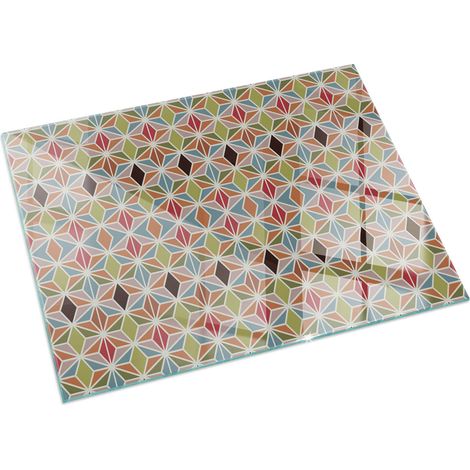 Plaque Rectangulaire en verre trempé de sol imprimée sous cheminée style loft et industriel Motifs polygonaux en grille 60x40 cm (1/5)