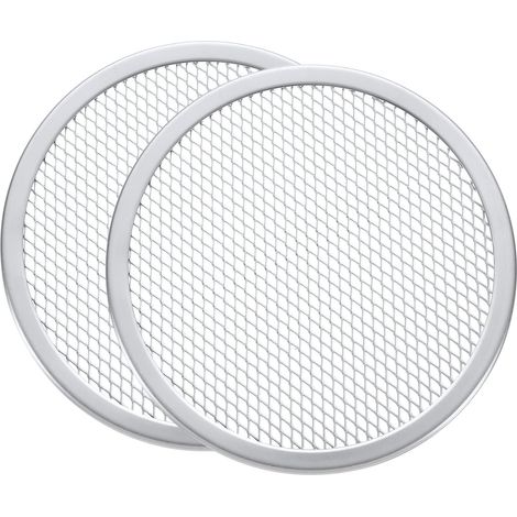 Lot de 2 Professional Plaque Pizza Four Ronde en Aluminium  Grille de Cuisson Argentée 30 cm