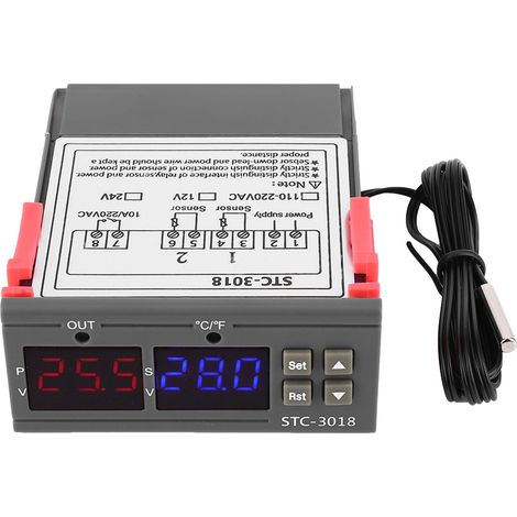 Eosnow STC-3018 Digitaler Temperatur-Controller-Sensor-Thermostat mit NTC-Kabellänge 1M (24 V)