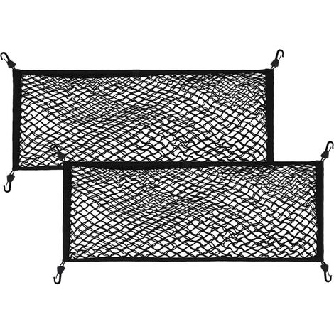 Rete per bagagliaio in 2 pezzi, con rivestimento in peluche 90×30 cm, dotata di 4 ganci in plastica, rete portaoggetti per auto, rete retrattile per bagagliaio, per uso interno. (1/3)