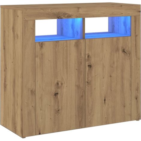 Credenza buffet cassettiera mobile contenitore organizer cucina soggiorno soggiorno con luci LED lavorazione artigianale in derivati del legno Rovere artigianale 020029865