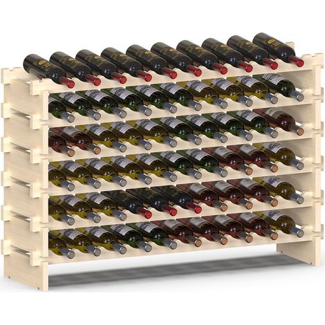 Cantinetta Portavino in Legno Naturale con 60 Scomparti Vino Bar Portabottiglie (1/5)