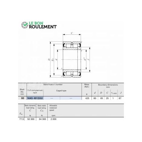Roulement à rouleaux cylindriques NAG4912-UU-IKO