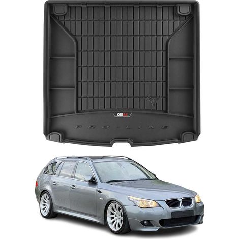 Tapis de Coffre 3D TPE Premium Compatible avec BMW Série 5 E61 Touring 2004-2010 - Bac de Protection de Coffre Intérieur antidérapant Revêtement de Coffre Bords Hauts pour Voiture Noir