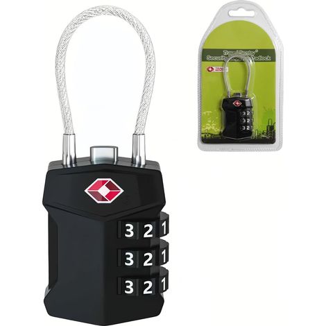 Cadenas Cadenas à Combinaison 3 Chiffres Serrure à Bagages pour Valises, Sacs de Sport, Sacs à Dos (Noir) (1/5)