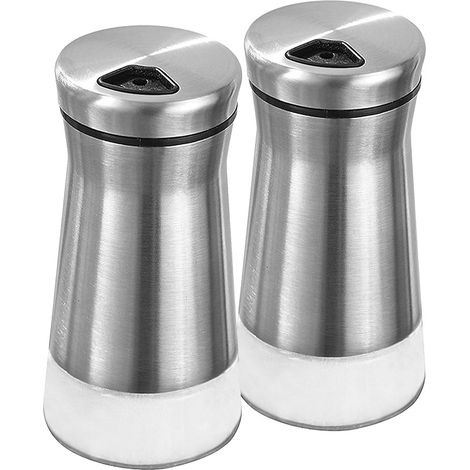 2-teiliger Mini-Salzbehälter, Salz- und Pfefferstreuer aus Edelstahl mit Deckel, verstellbare Öffnung für Pfeffer, Salz, Zucker, Gewürze und andere Würzmittel