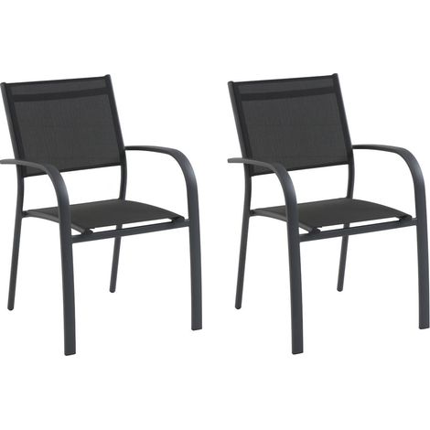 Lot de fauteuils de jardin empilable alu Tosca Gris - Jardideco (1/5)