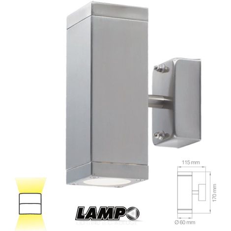Faretto Quadratoa Parete Ip44 Gu10X2 230V (Lampo Cod. Updown/Sq/2)