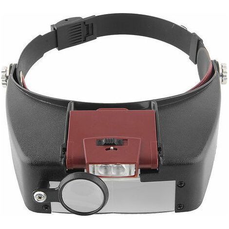 Lunettes Loupe Grossissante Helmet avec Éclairage LED - 1.5X - 10X Zoom - Casque Loupe Frontale Serre Tête avec Lumière pour Lecture, Bijoutier, Couture, et Bricolage - rouge (1/5)