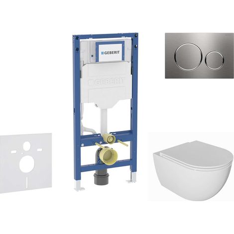 Geberit Duofix - Conjunto de instalación empotrada, inodoro Oudee y asiento softclose, pulsador Sigma20, acero inoxidable SANI11CA6101B (1/5)