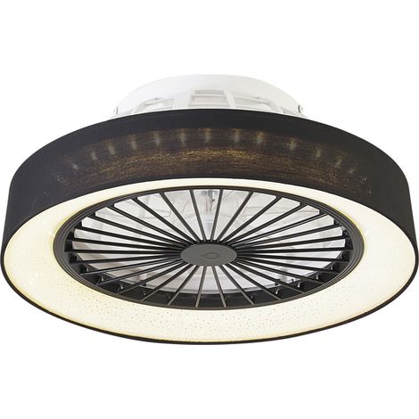 QAZQA Moderno Ventilador de techo negro con efecto estrella 47cm Incl. LED regulable con mando a distancia - Emily Acero /Plástico /Textil Redonda Incluye LED Max. 1 x 33 Watt (1/5)