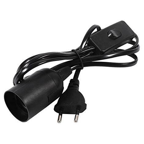 Cordon de Luminaire Suspendu avec Interrupteur, Cordon de Support de Douille D'ampoule E27, Luminaire Suspendu, Raccord D'éclairage de Plafond (Prise UE noire) (1/3)
