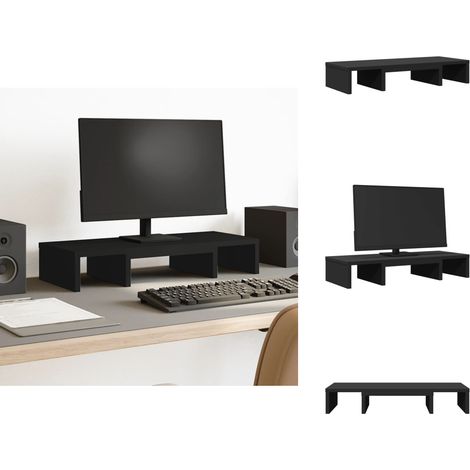 Support de moniteur réglable noir bois d'ingénierie - Support De Moniteur - Supports De Moniteur - Support De Moniteur Réglable - Support De Moniteur Pour Bureau (1/5)