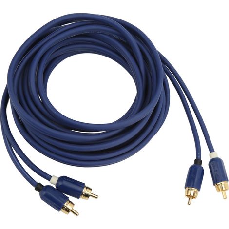 Cable para amplificador de coche (RCA) de cobre puro, flexible y resistente, de 5 metros de color azul.