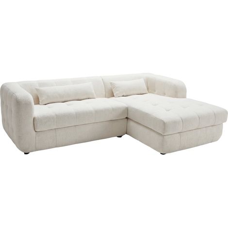 ARLETTE - Canapé d'angle tissu chenille 4 places Gauche - Beige (1/5)