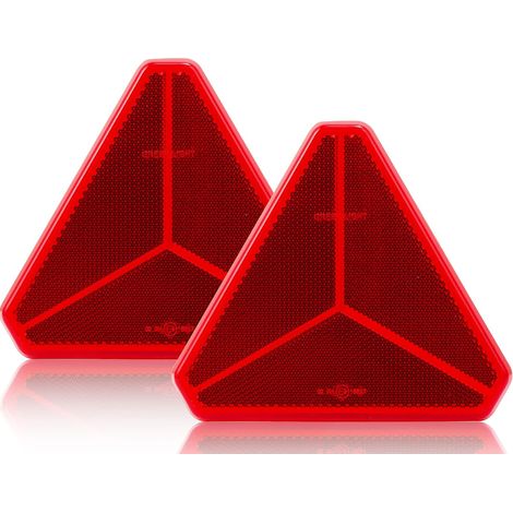 Red Triangle Trailer Reflector, Reflector Trailer Sticker, Self Adhesive Trailer Reflectors, Triangle Trailer Reflectors, Retro-Reflector Trailer (2 Pieces) (1/5)