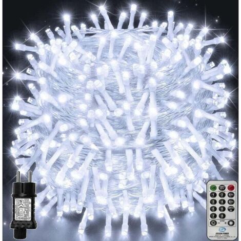 Guirlande lumineuse LED 100m 1000LED, guirlande lumineuse de Noël IP44 étanche avec télécommande et minuterie, 8 modes, décoration de fête pour Noël, anniversaire, mariage, salon, blanc Froid (1/5)