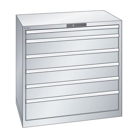 Schubladenschrank 54x36E H1000xB1023xT725mm 6Schubladen Vollauszug RAL7035 LISTA (1/5)