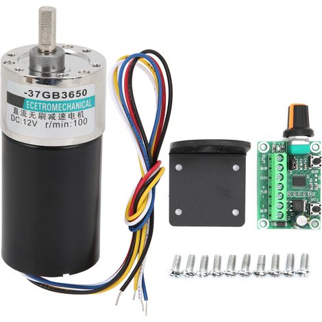 Moteur sans balais DC 12V avec support régulateur de vitesse réducteur CW/CCW 100tr/min pour micro-machines (1/5)