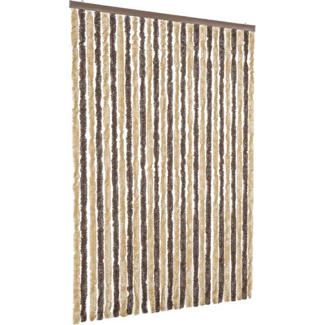 Rideau anti-mouches marron foncé et beige 118x220 cm chenille CFW65152 (1/5)