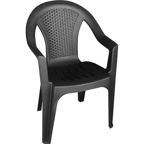 PROGARDEN sillon resina kora antracita , Sillón Kora antracitaRespaldo de imitación ratánApilableApto para uso exsterioresPreparado para la interperieGran calid (1/4)