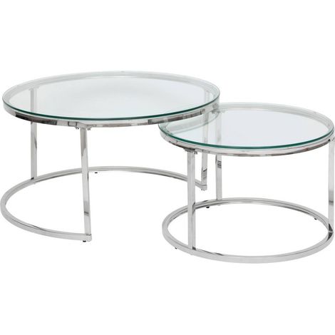 Set di 2 tavolini nido kneo, argento 80x80x43,2cm - Atmosphera créateur d'intérieur